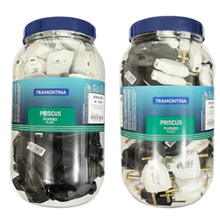 Pote Com Pino Macho Ou Pino Fêmea 2P 10A 250V Na Cor Preto E Branco - Tramontina