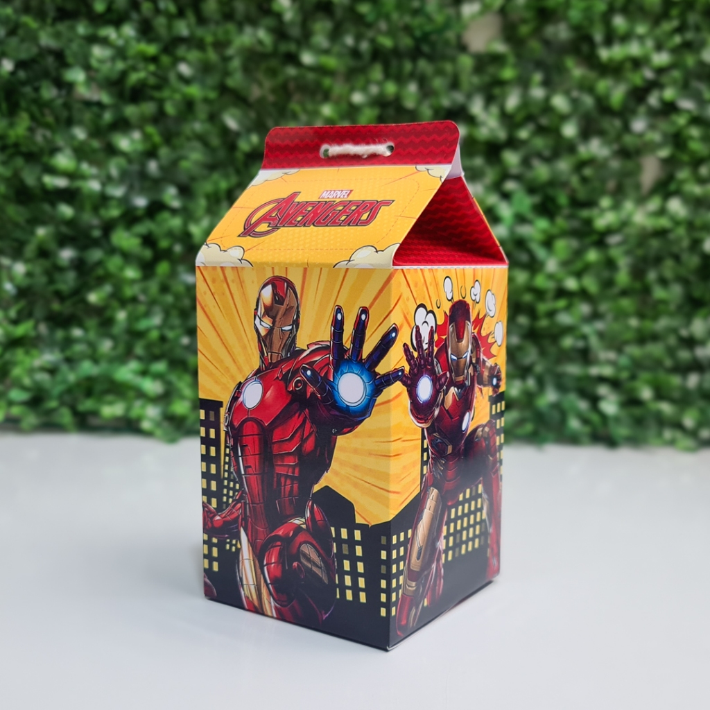 Caixa Milk Homem de Ferro Super Heróis Os Vingadores 5 ou 10 unidades