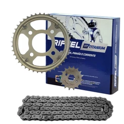 Kit Relação Titan 150 Fan 150 serve Titan Fan 160 Aço 1045 Sem Retentor Riffel