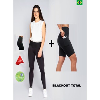Kit Bermuda + Legging Poliamida com Bolso Cintura Alta Blackout