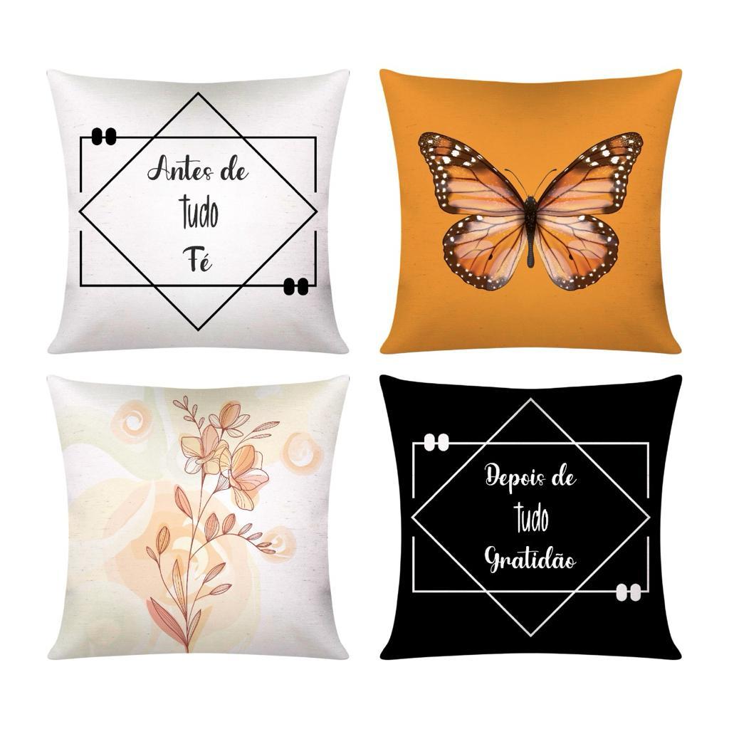 Kit c/ 4 Capas de Almofada Decorativas Modern Print 45x45 - Borboleta Laranja em Oferta na Shopee
