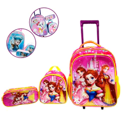 Mochila Infantil Escolar Menina Desenho Princesa Lancheira Estojo