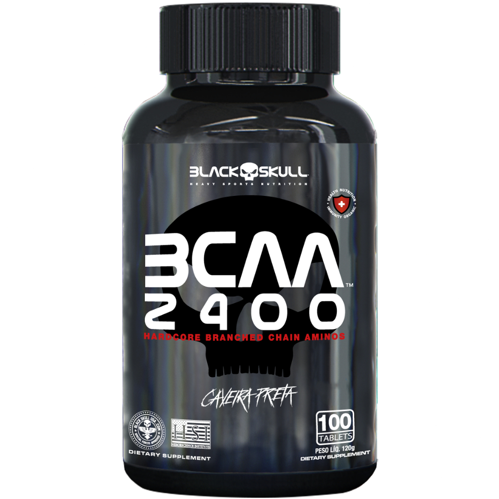 Aminoácido BCAA 2400mg - 100 Tabletes - Caveira Preta Black Skull - Health