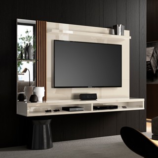 Painel Home para Tv até 55 Polegadas Ripado com Espelho Paris 160cm