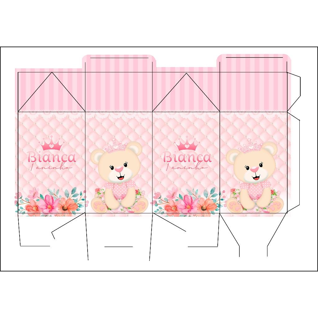 Kit 40 Caixinhas Pegue Monte Personalizados Ursinha Princesa Caixinhas Lembrancinhas de Aniversário
