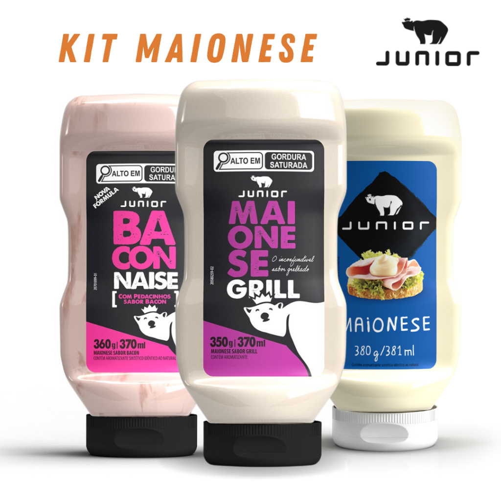 Combo Maionese Baconnaise Maionese Grill Com 3 Unidades Molho Gourmet Cremoso Junior Frasc...