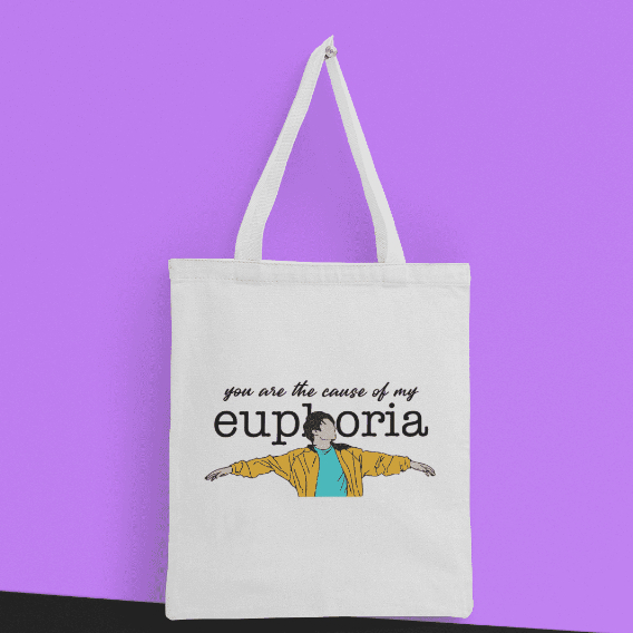 Ecobag Sacola Jungkook Euphoria Kpop Algodão Cru em Oferta na Shopee