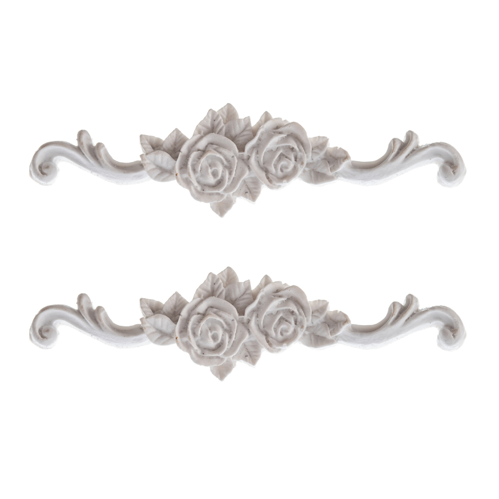Aplique Em Resina Arabesco Colonial Rosas 2 Unidades em Oferta na Shopee