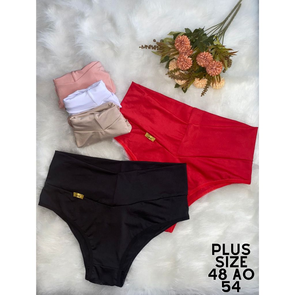 Kit 4 Calcinhas Modeladora Cós Alto, Plus Size, Tanga! em Oferta na Shopee