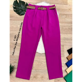 CALÇA PLUS SIZE ALFAIATARIA COM CINTO DETALHE NA CINTURA C507