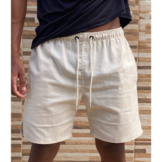 Short De Linho Masculino Mauricinho Com Bolsos Premium