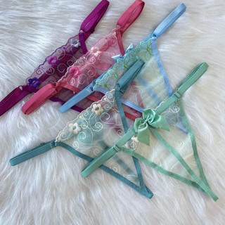 Kit 10 Calcinha Tanga Fio Dental De Tule Com Laço Traseiro
