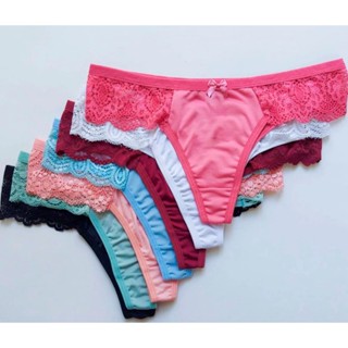 Kit 5 Calcinhas Renda na Lateral Tanga Anne Lingerie Sexy Confortavel Moda Intima