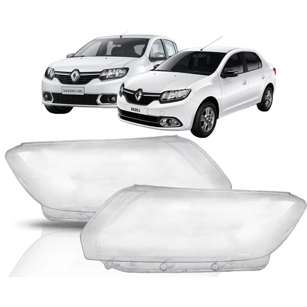Lente Acrílico Farol Sandero Logan 2014 / 2019 Par
