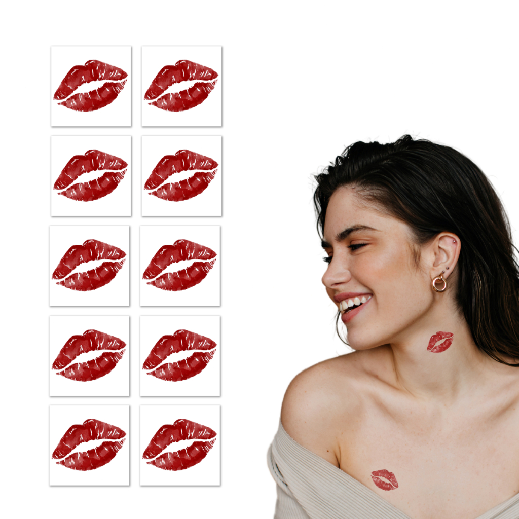 10 Tatuagem Temporária Beijo Beijinho Boca | Colorida 042 em Oferta na Shopee