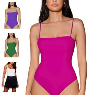 Body feminino reto regata alça fina decotado