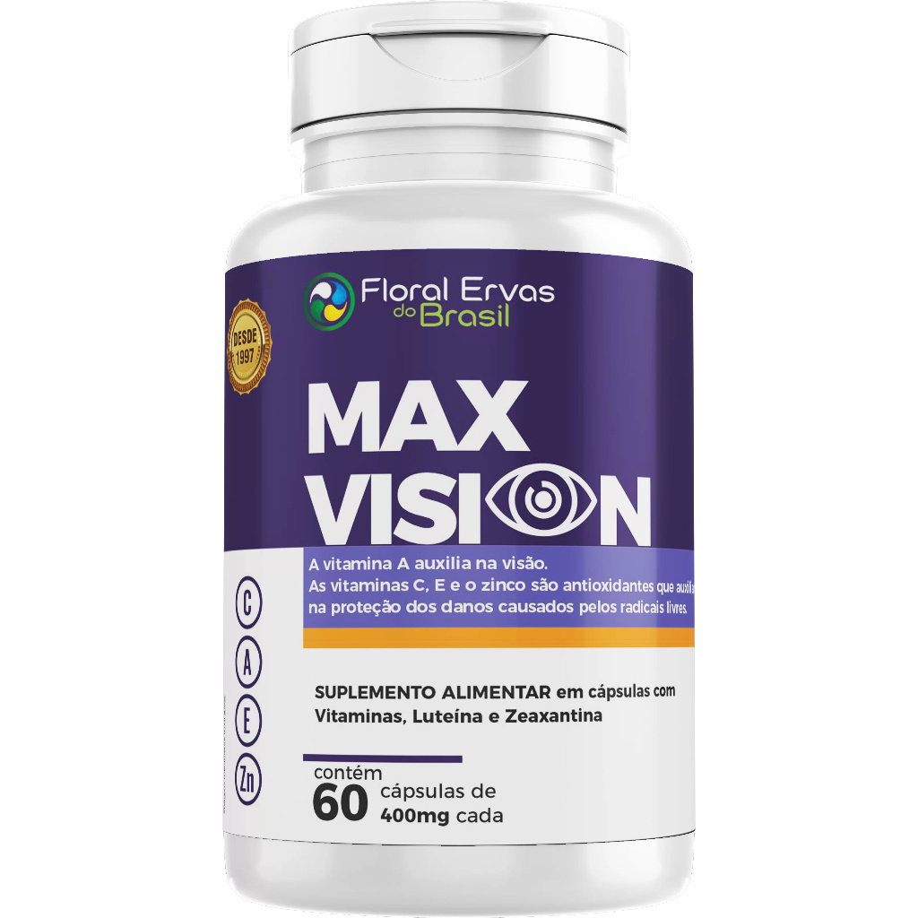 Luteina E Zeaxantina Max Vision 350mg 60 Caps Com Vitaminas A C E e Zinco - Floral Ervas