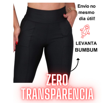 Calça Montaria Feminina Flanelada Calca Legging Cintura Alta  Zero Transparência Com Bolso