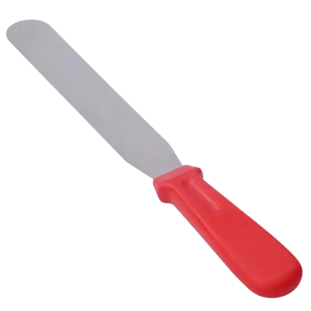 Espátula Confeiteiro Reta 25cm Vermelha em Aço Inox Rigida