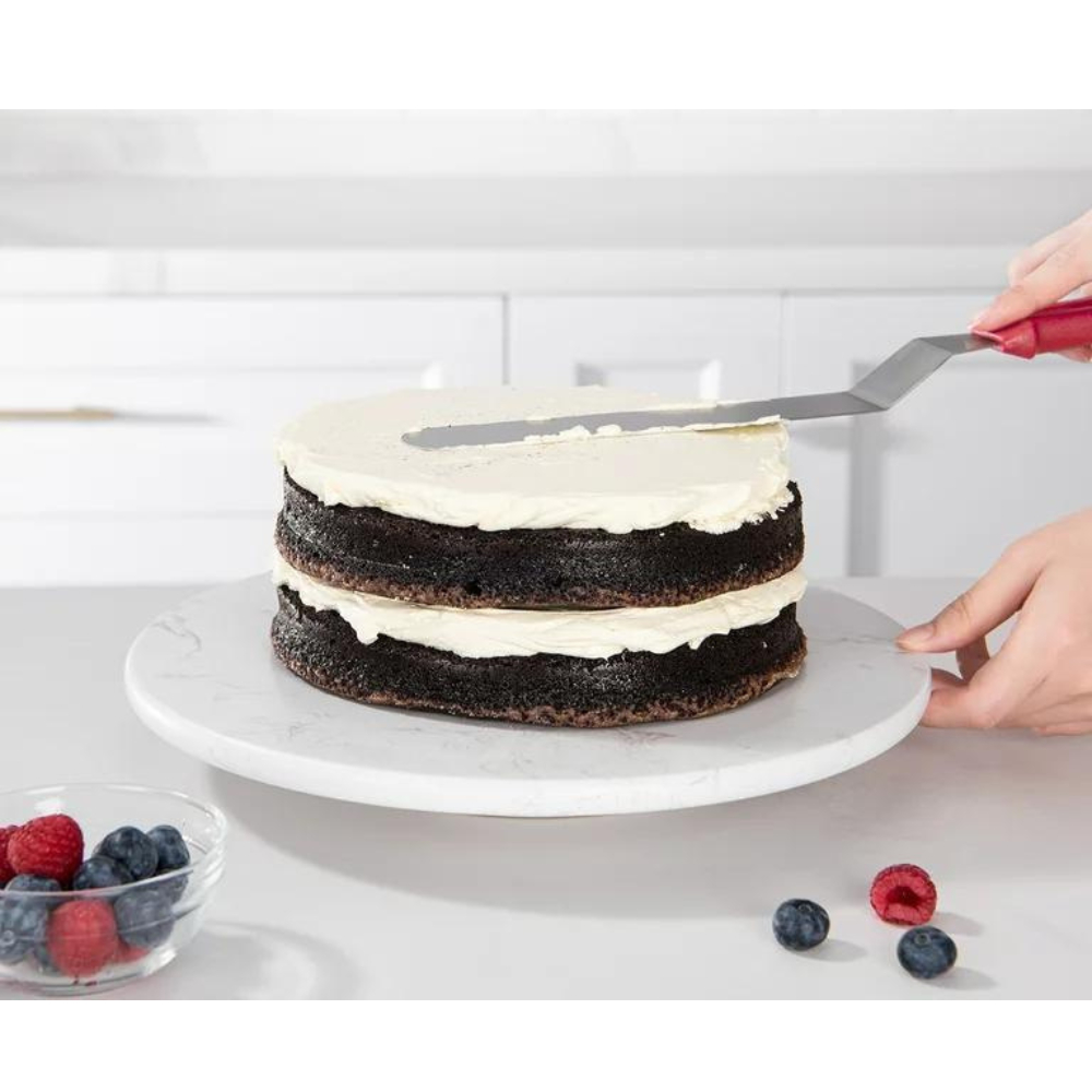 Espátula Confeiteiro Reta 25cm Vermelha em Aço Inox Rigida