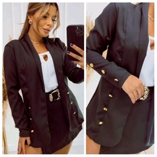Max Blazer Alfaiataria Feminino Com Botão Dourado