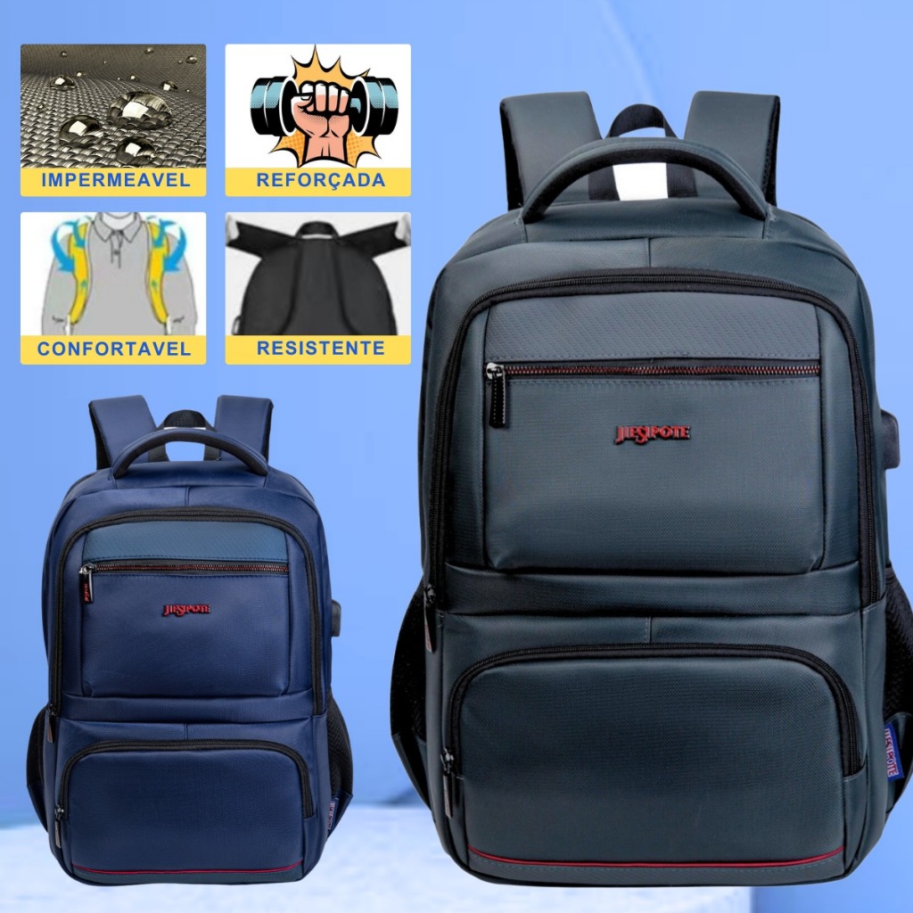 MOCHILA MASCULINO FEMININA NOTEBOOK RESISTENTE PARA TRABALHO VIAGEM ESCOLAR IMPERMEÁVEL REFORÇADA ELEGANTE