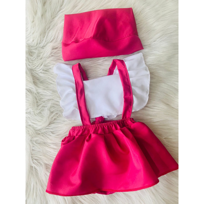 Romper Jardineira Saia Fantasia Masha e o Urso + Lenço