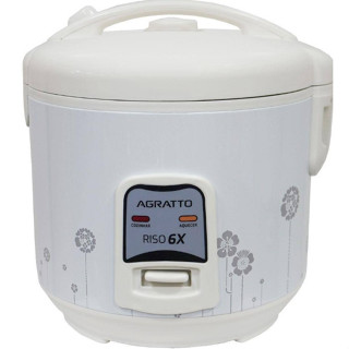 Panela Elétrica De Arroz e Legumes PA6X Agratto 110V + 1 Bandeja Para Legumes e Acessórios Branco/Inox