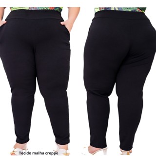 Calça Social Plus Size Legging Malha Crepe c/ Bolso Latera Tam.Grande G1 até G6