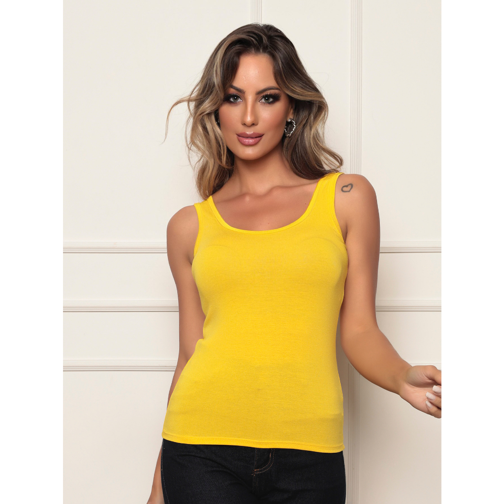 Regata alcinha larga feminina blusinha alça grossa basica lisa viscolycra em Oferta na Shopee