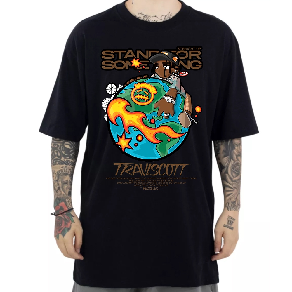 Camiseta Oversized Estilosa Cantor Americano Premium Mundo Scoot Confortavel Streetwear