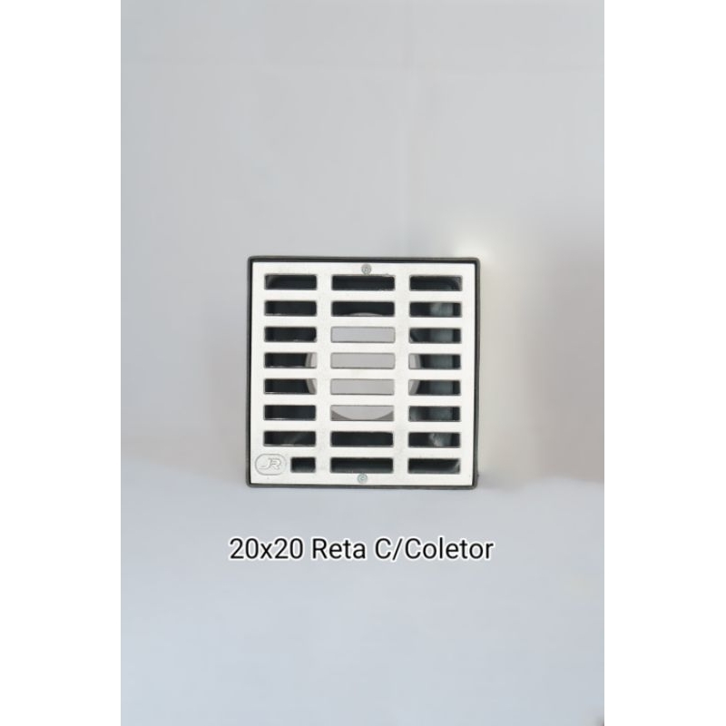 Ralo linear 20x20 com caixa coletora saída 100mm marca JR Grelhas