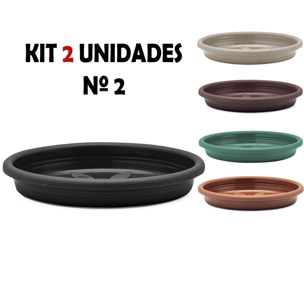 Kit 2 Pratos De Vaso Redondo De Plástico Resistente N 2 em Oferta na Shopee