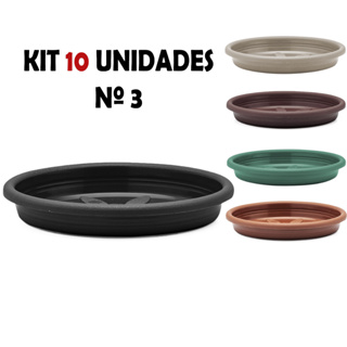 Kit 10 Pratos De Vaso Redondo De Plástico Resistente N 3 em Oferta na Shopee