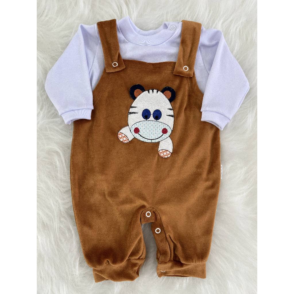 Macacão Bebê Plush Baby Bordado Infantil Menino Inverno