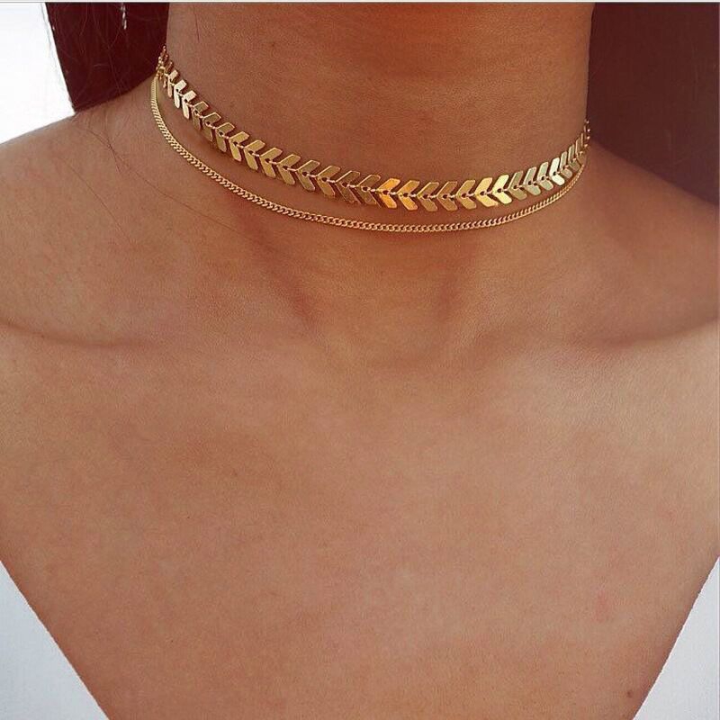 Colar Chocker Escama de Peixe Gargantilha Feminino Dourado Prata Folheado