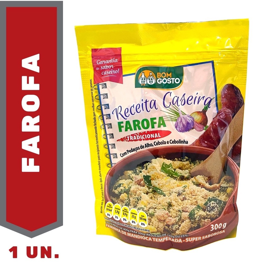 Kit 6x Farofa Temperada Pedaços Alho Cebola Cebolinha Tradicional 300g/Sabores do Temperos