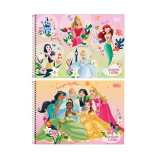 Caderno de Cartografia e Desenho Espiral Capa Dura Princesas 80 Folhas - Tilibra