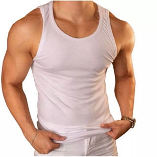 Regata Masculina Americana Branca Preta Tecido Premium Canelada