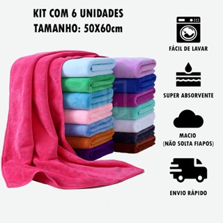 Kit 6 Pano Mágico de Chão Grande de Microfibra para Limpeza Geral 50x60cm