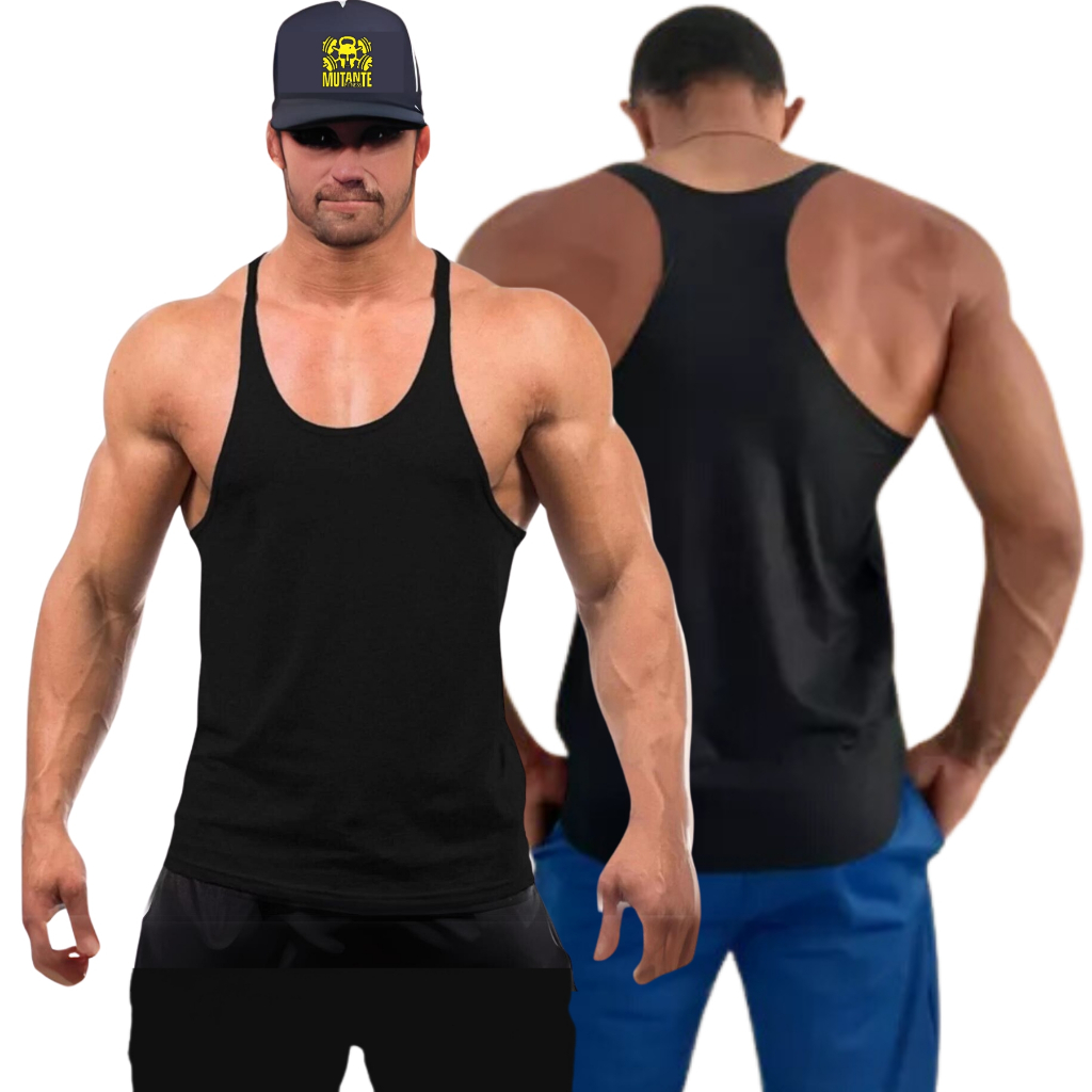 Regata Cavada Masculina Fitness Para Academia Treino E Musculação Sem Estampa
