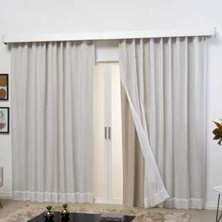 Cortina Linho Gaze Com Forro Blackout Em Tecido 2.50x2.60 Para Trilho Suíço Max
