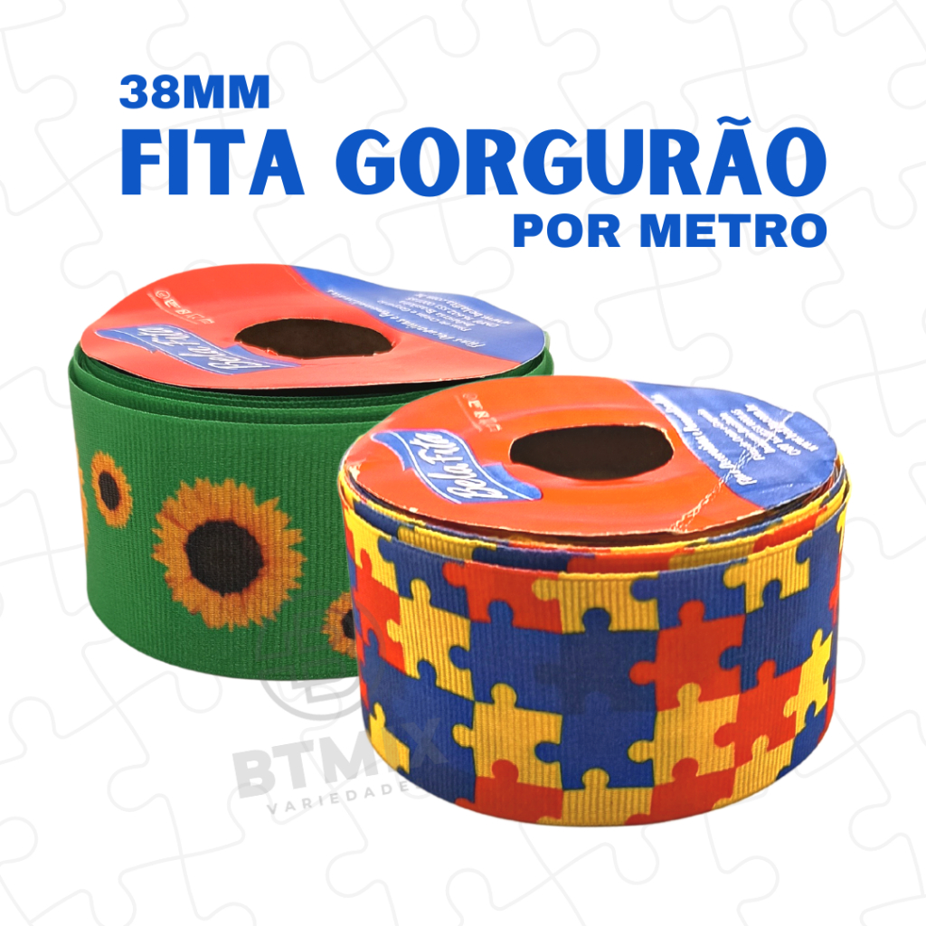 Fita de Gorgorão Autismo Girassol de 38mm - 1 Metro em Oferta na Shopee