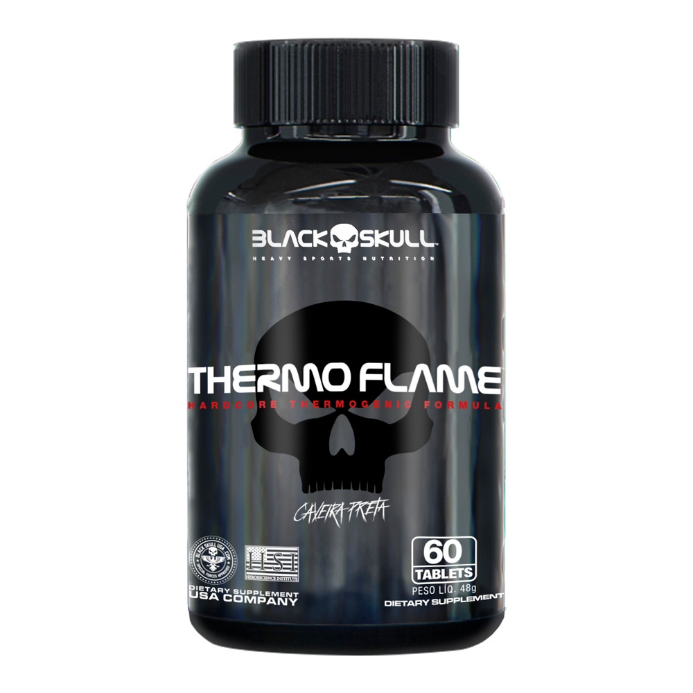 Termogênico - Thermo Flame - 60 Tabletes - Caveira Preta Black Skull