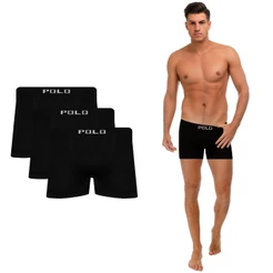 Kit C/ 3 Cueca Boxer Microfibra - Polo Star - Preta - V1