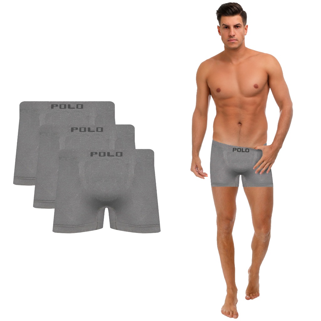 Kit 5 Cueca Boxer Microfibra Polo Star Cinza - V1