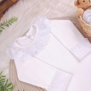 Body Bebê Rendado OFF White Manga Longa