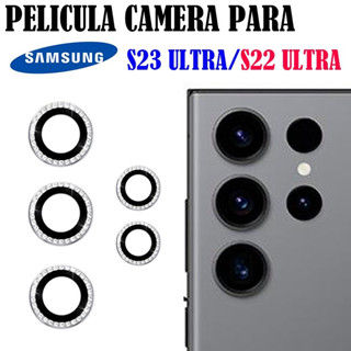 KIT Película 5 Peças Protetora De Lente Diamante Brilho Para Galaxy S22 ULTRA/S23 ULTRA Película De Câmera Vidro Temperado