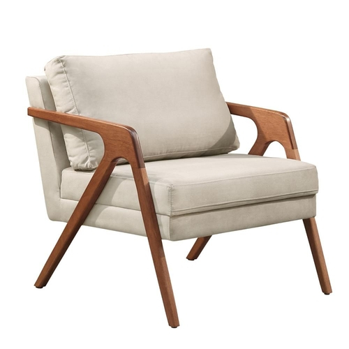 Poltrona Decorativa Mona Luxo Madeira Maciça - Gustavo Decor