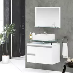 Conjunto Diamante MDF gabinete de banheiro com pia e espelheira 60cm